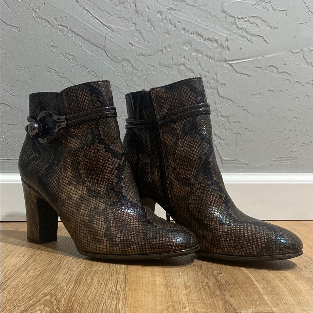 Rialto Brown Ankle Boots with Chunky Heel